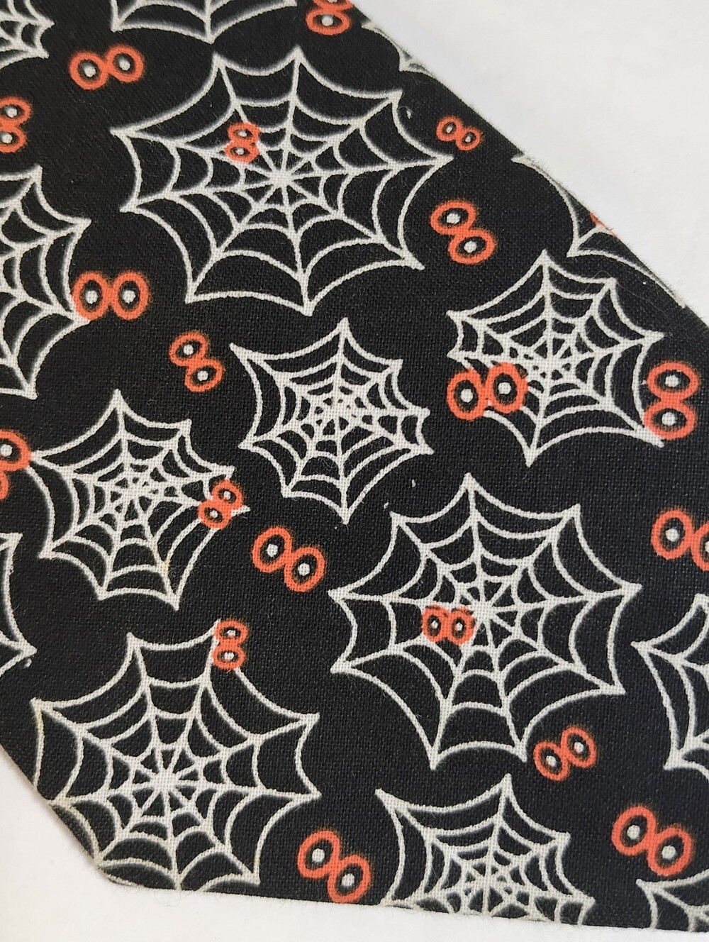 Halloween Tie - Eyeballs & Spider Webs Black White And Orange Spooky Tie